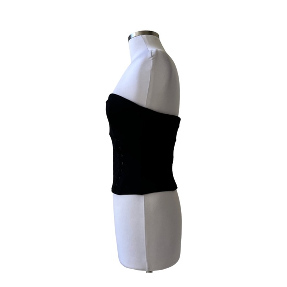 NEW Bebe Black Strapless Lace Up Detail Top Size Small - Picture 6 of 8